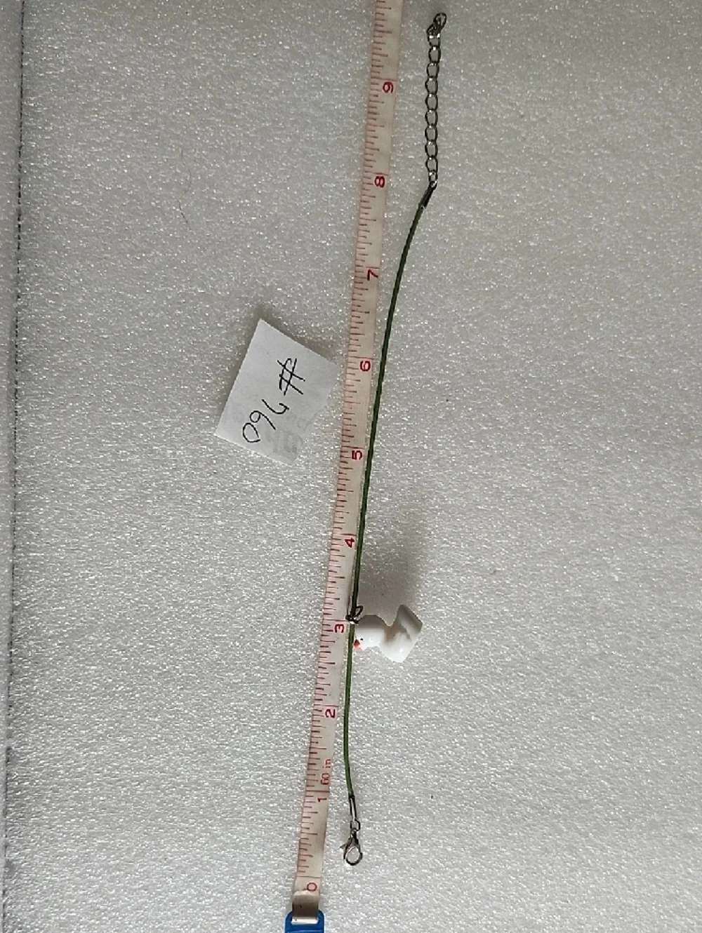 Hand Crafted White Duck Charm Bracelet / Anklet with Green Cord